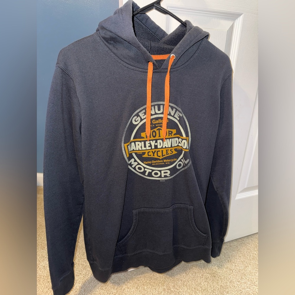 Harley-Davidson Dark Hoodie with Orange Details